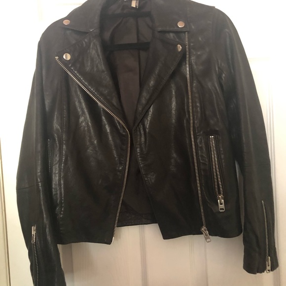 Topshop Jackets & Blazers - Topshop Genuine Leather Moto Jacket